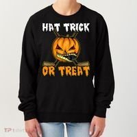Halloween Hockey Hat Trick Or Treat Funny Women's Sweatshirt thumb 0
