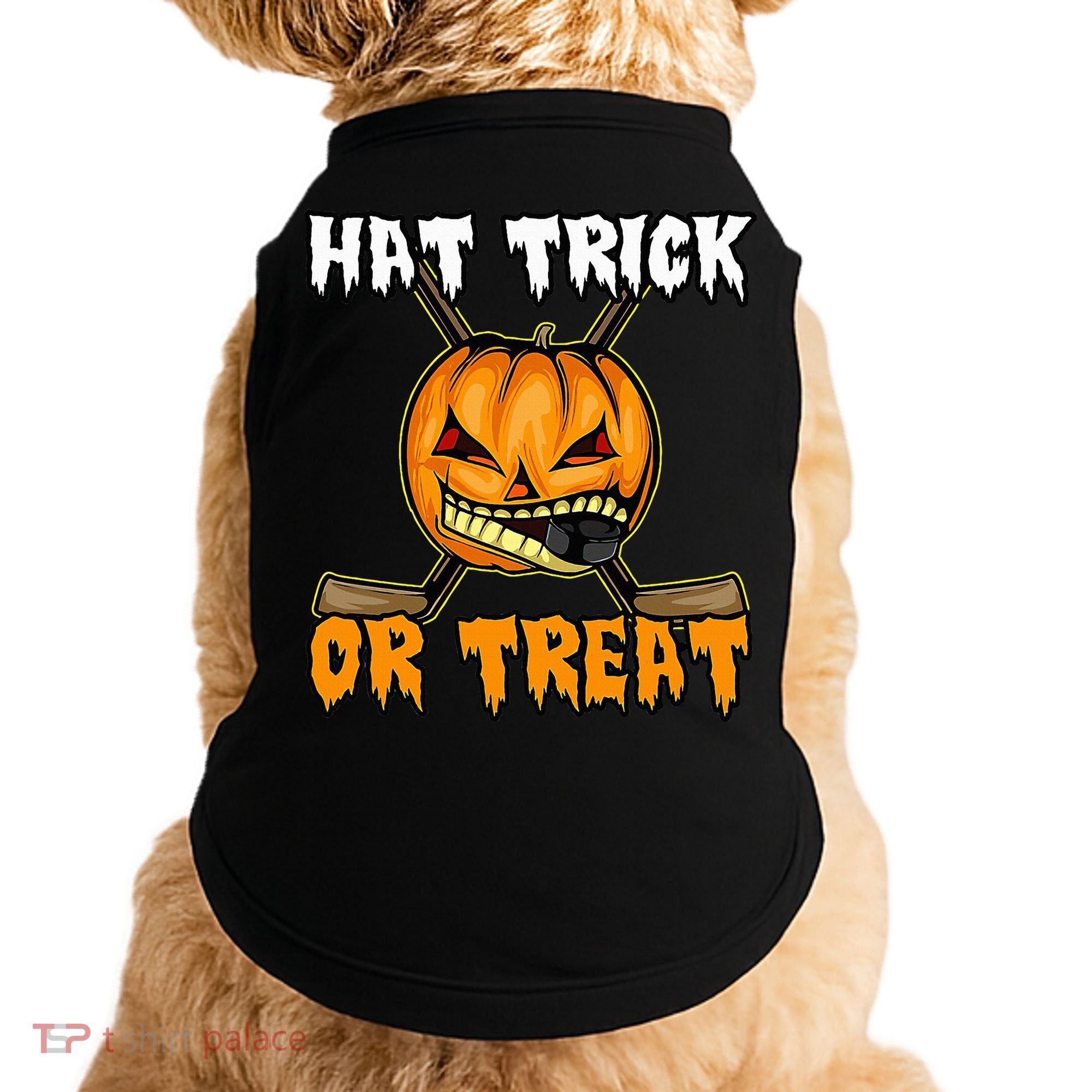 Halloween Hockey Hat Trick Or Treat Funny Doggie Tank