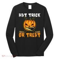 Halloween Hockey Hat Trick Or Treat Funny Long Sleeve Shirt thumb 0