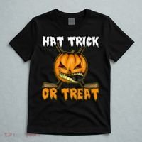 Halloween Hockey Hat Trick Or Treat Funny T-Shirt thumb 5