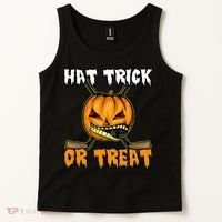 Halloween Hockey Hat Trick Or Treat Funny Tank Top thumb 2