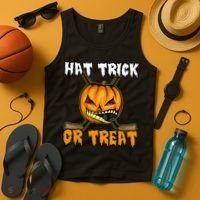 Halloween Hockey Hat Trick Or Treat Funny Tank Top thumb 4