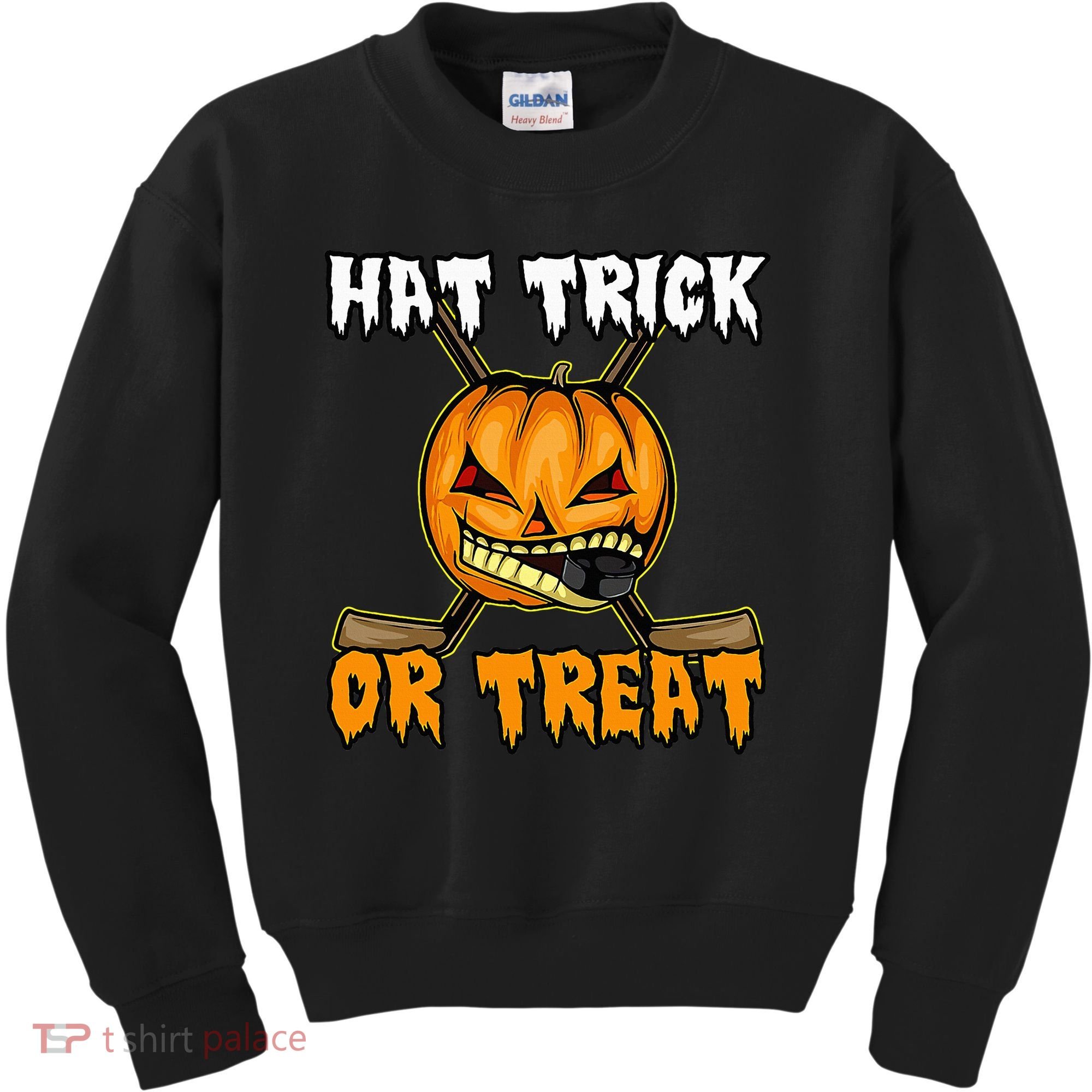 Halloween Hockey Hat Trick Or Treat Funny Kids Sweatshirt