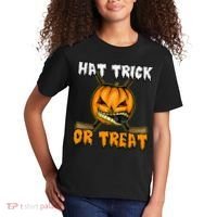Halloween Hockey Hat Trick Or Treat Funny Kids T-Shirt thumb 2