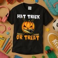 Halloween Hockey Hat Trick Or Treat Funny Kids T-Shirt thumb 3