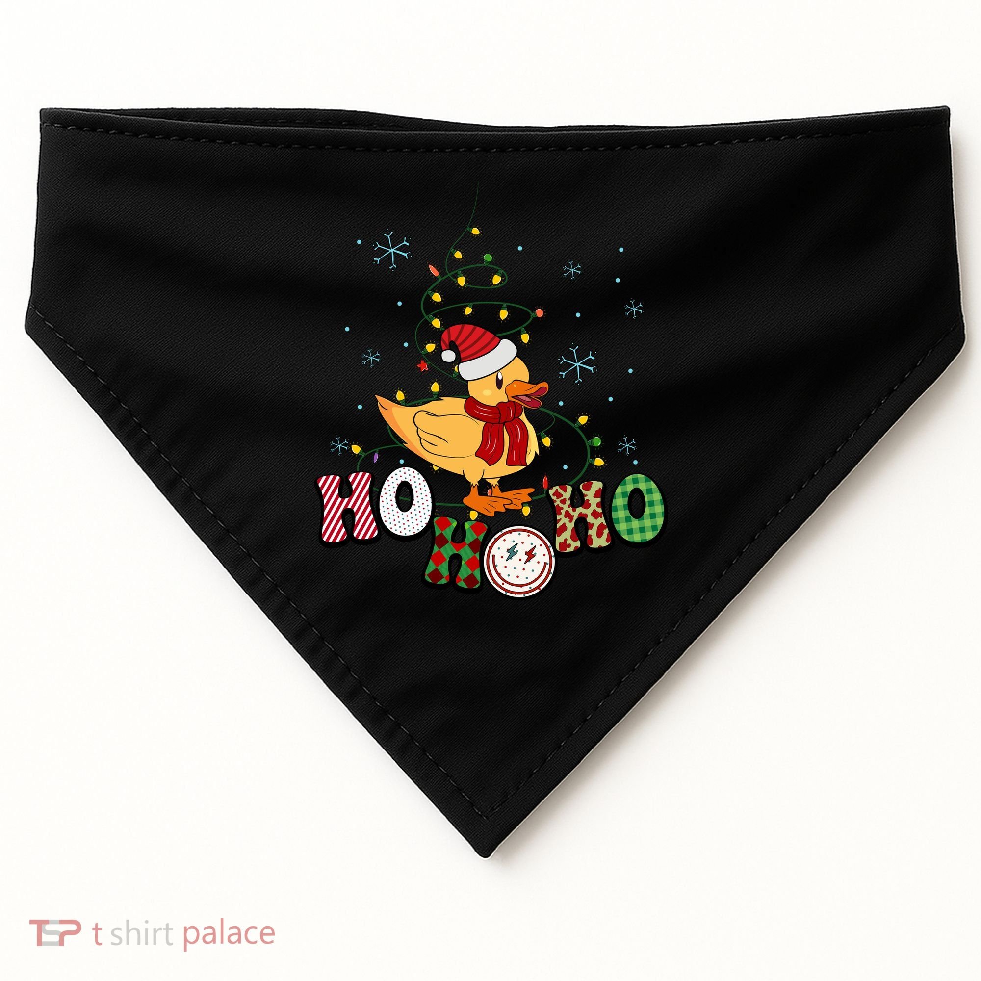 Ho Ho Ho Duck Funny Christmas Lights Gift USA-Made Doggie Bandana
