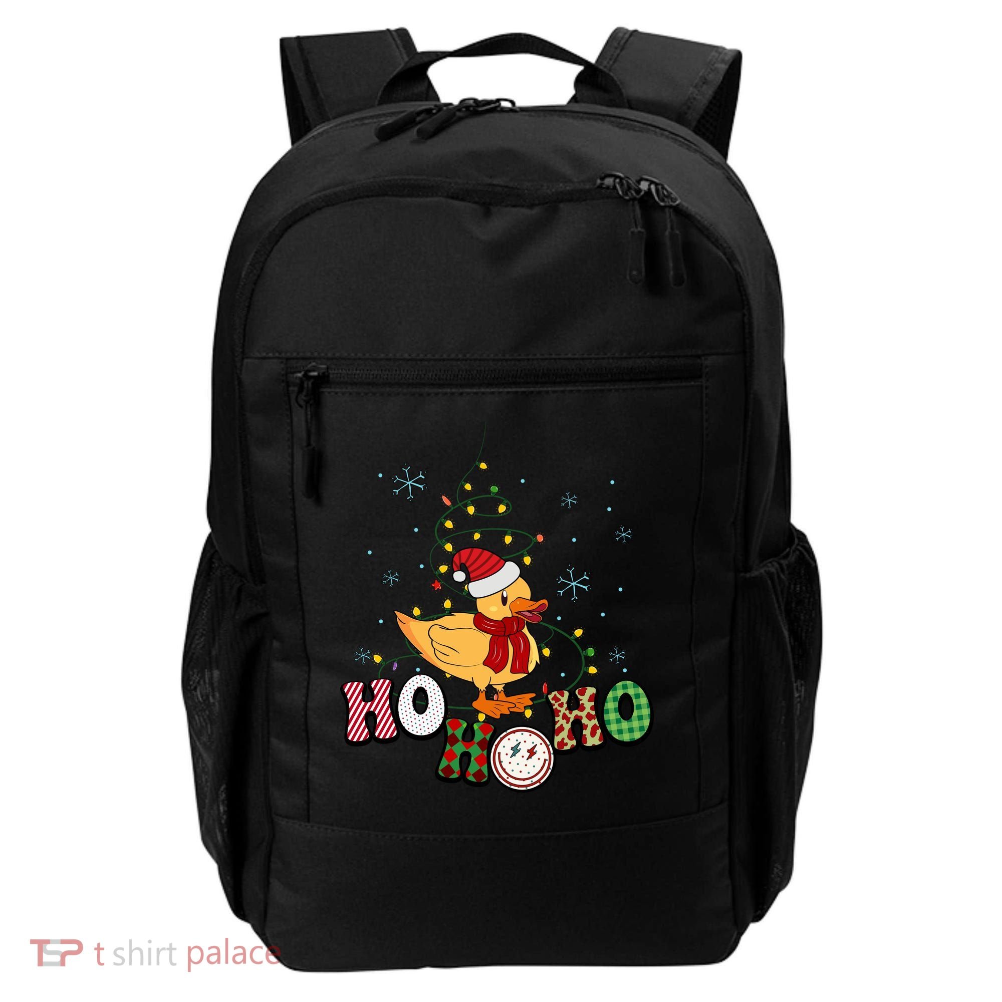 Ho Ho Ho Duck Funny Christmas Lights Gift Backpack