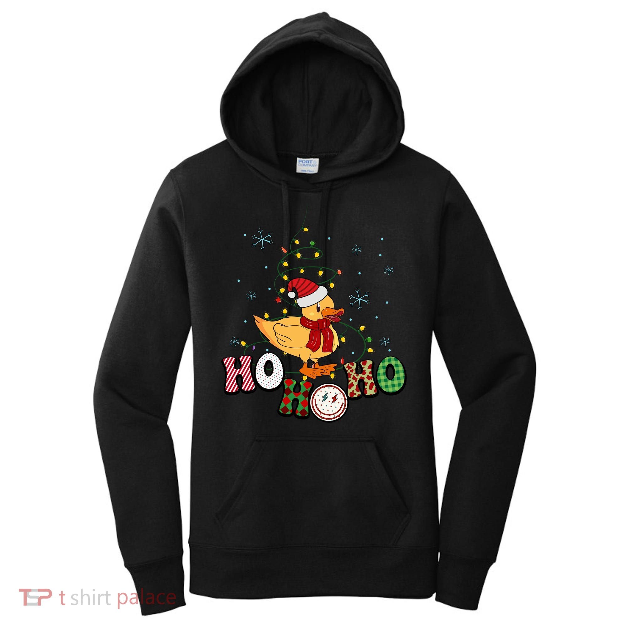 Ho Ho Ho Duck Funny Christmas Lights Gift Women's Hoodie