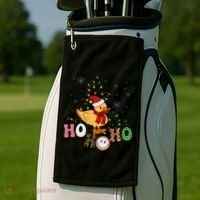 Ho Ho Ho Duck Funny Christmas Lights Gift Golf Towel thumb 2