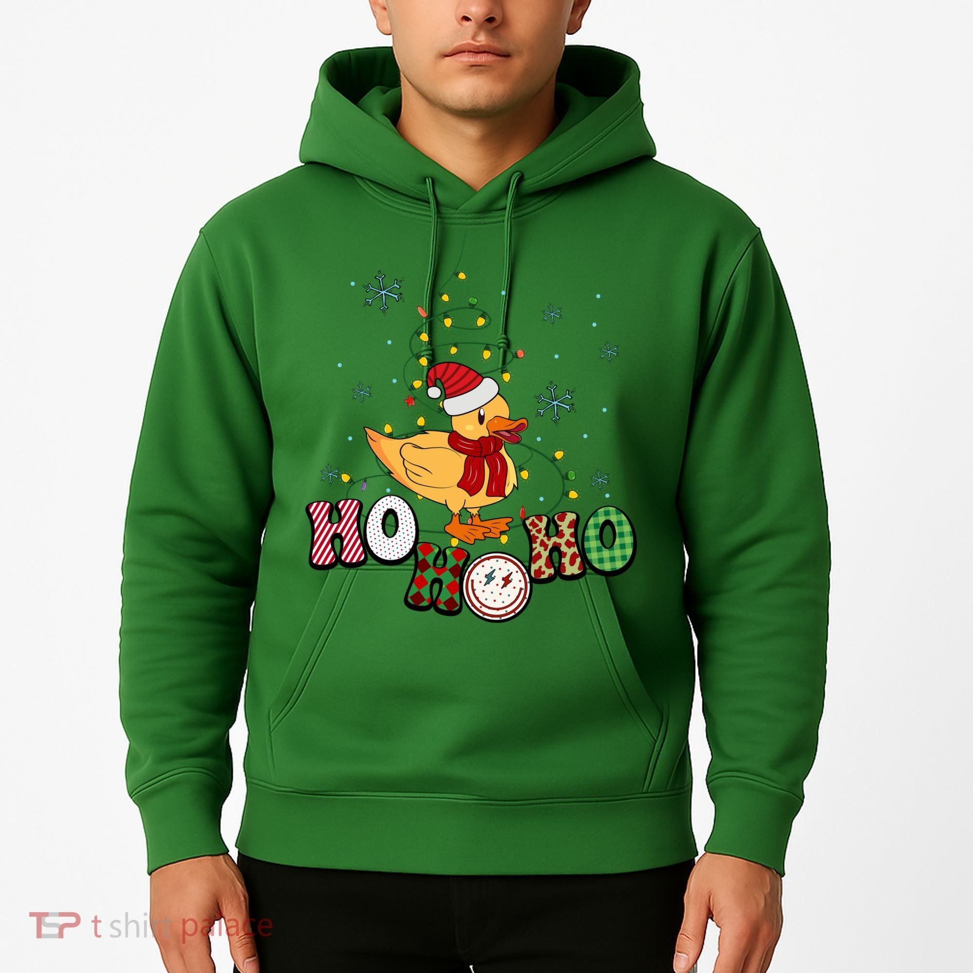 Ho Ho Ho Duck Funny Christmas Lights Gift Hoodie