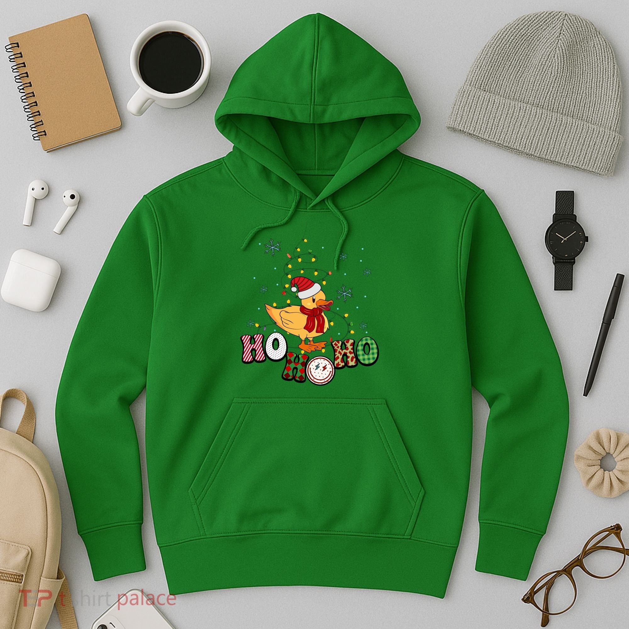 Ho Ho Ho Duck Funny Christmas Lights Gift Hoodie