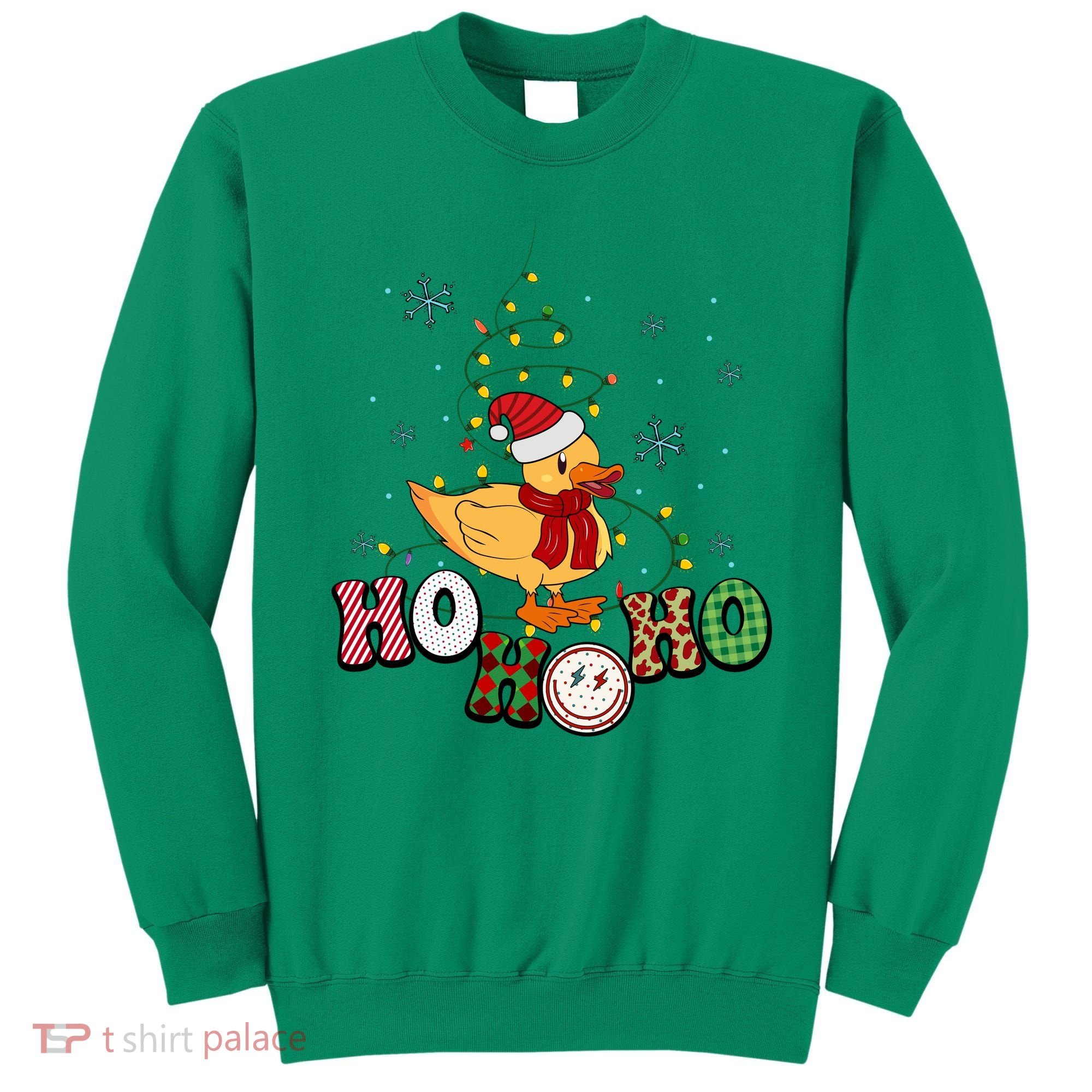 Ho Ho Ho Duck Funny Christmas Lights Gift Sweatshirt