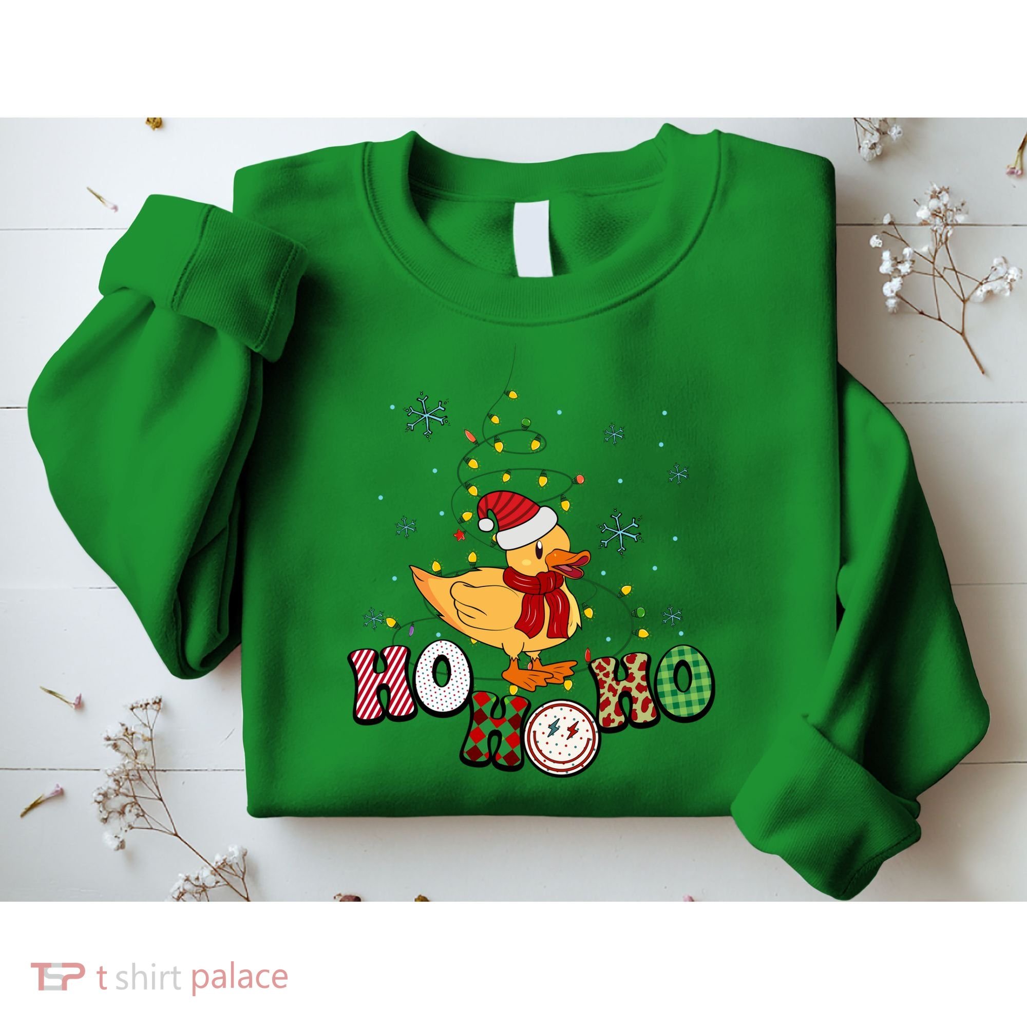 Ho Ho Ho Duck Funny Christmas Lights Gift Sweatshirt