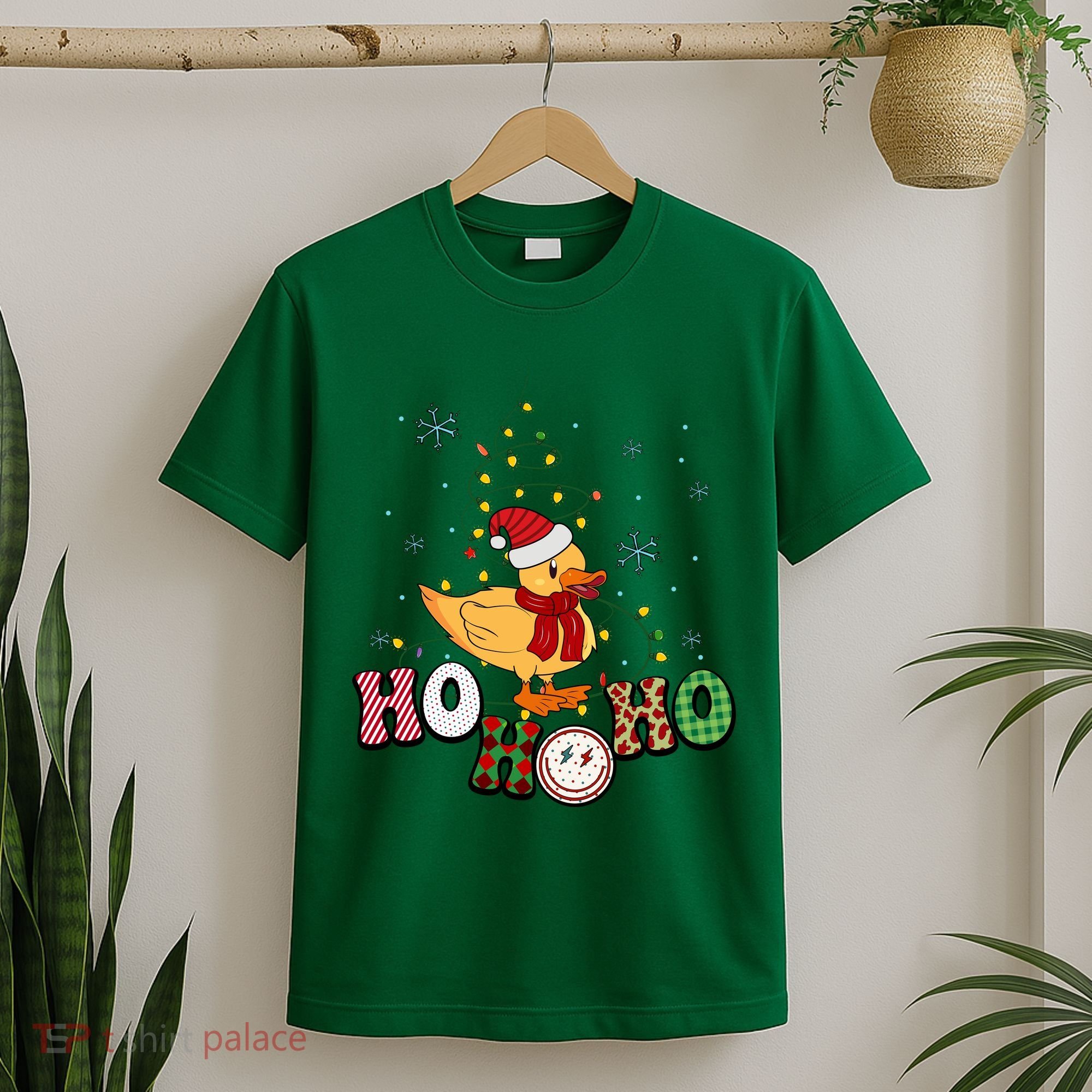 Ho Ho Ho Duck Funny Christmas Lights Gift T-Shirt