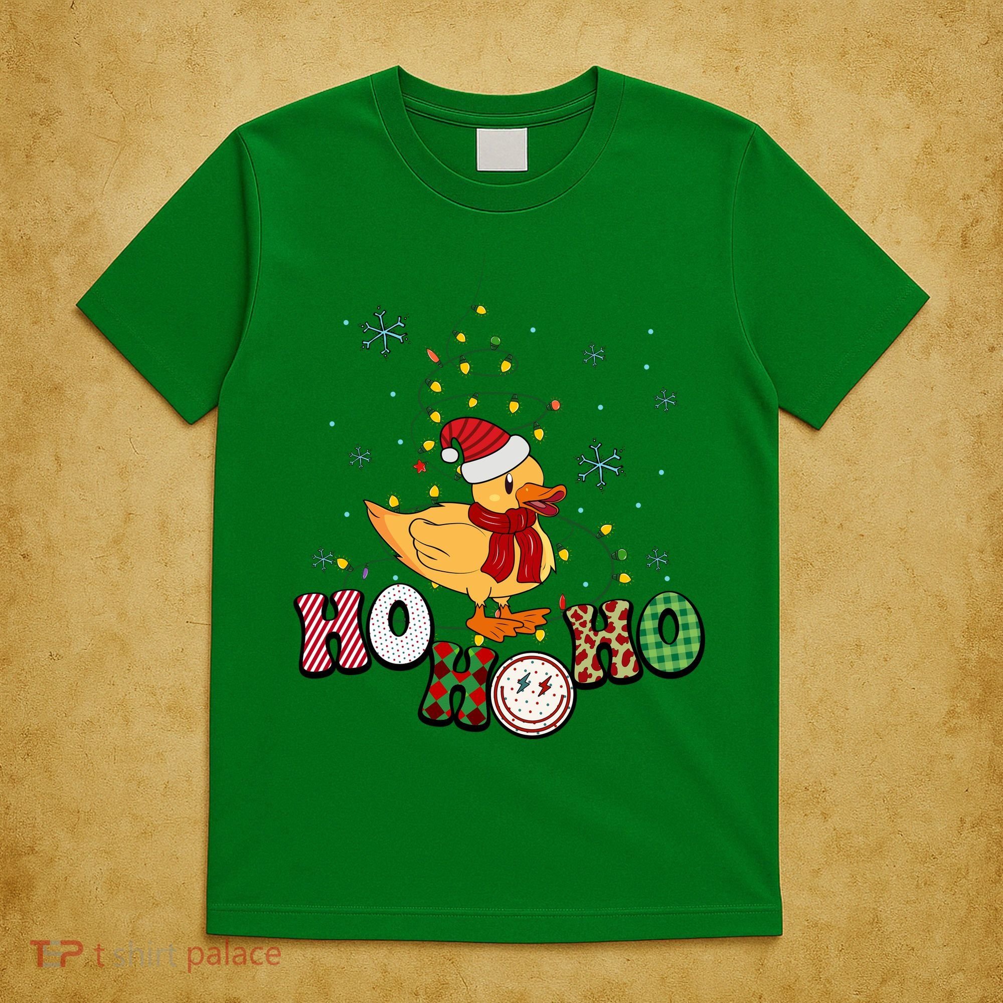 Ho Ho Ho Duck Funny Christmas Lights Gift T-Shirt