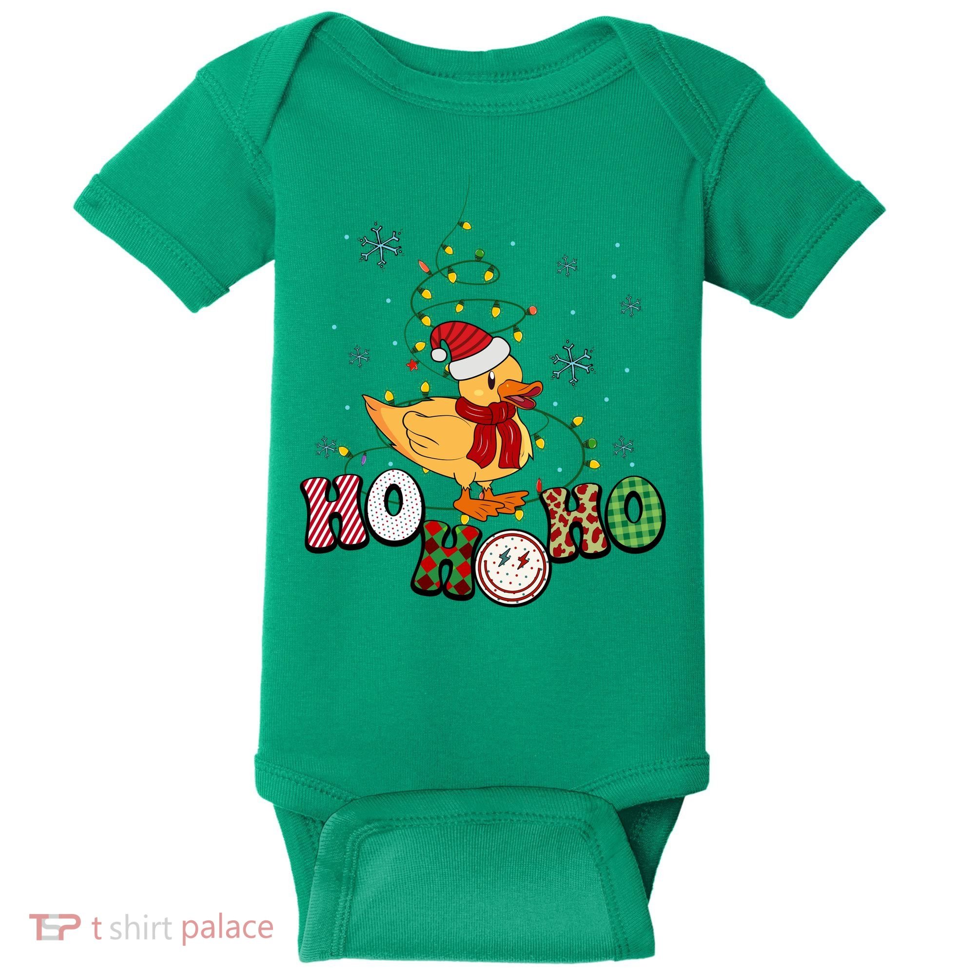 Ho Ho Ho Duck Funny Christmas Lights Gift Baby Bodysuit