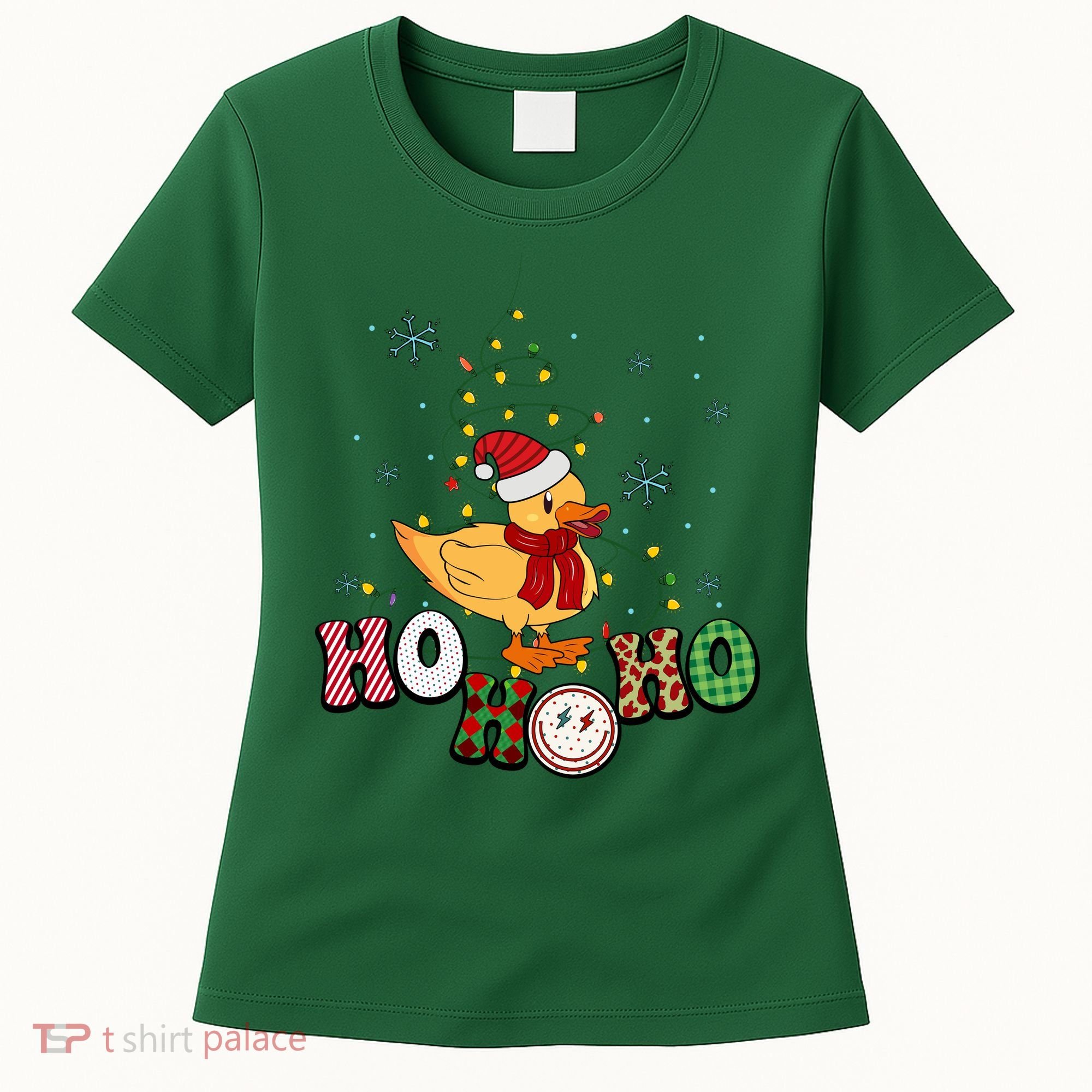 Ho Ho Ho Duck Funny Christmas Lights Gift Women's T-Shirt