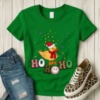 Ho Ho Ho Duck Funny Christmas Lights Gift Women's T-Shirt thumb 3