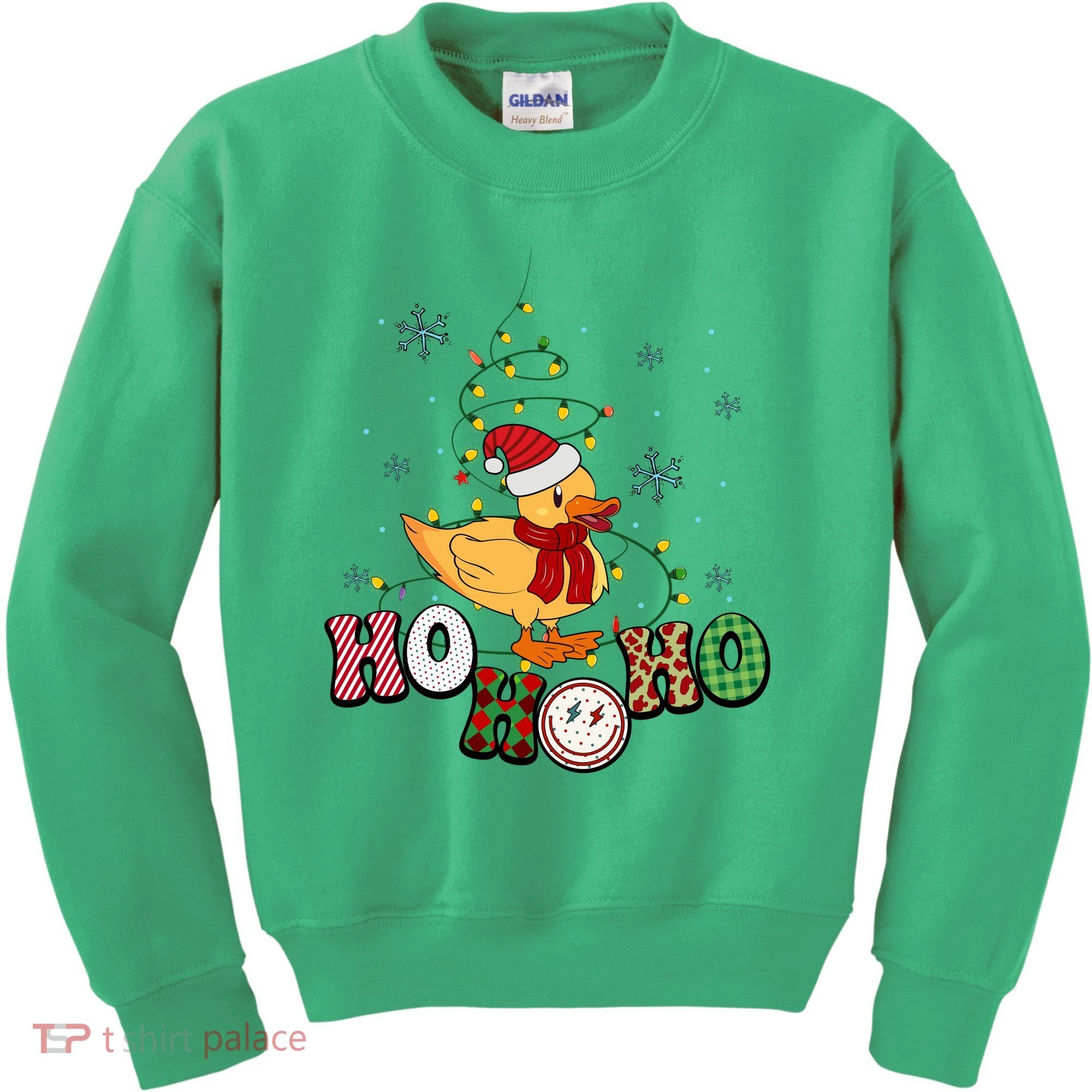 Ho Ho Ho Duck Funny Christmas Lights Gift Kids Sweatshirt