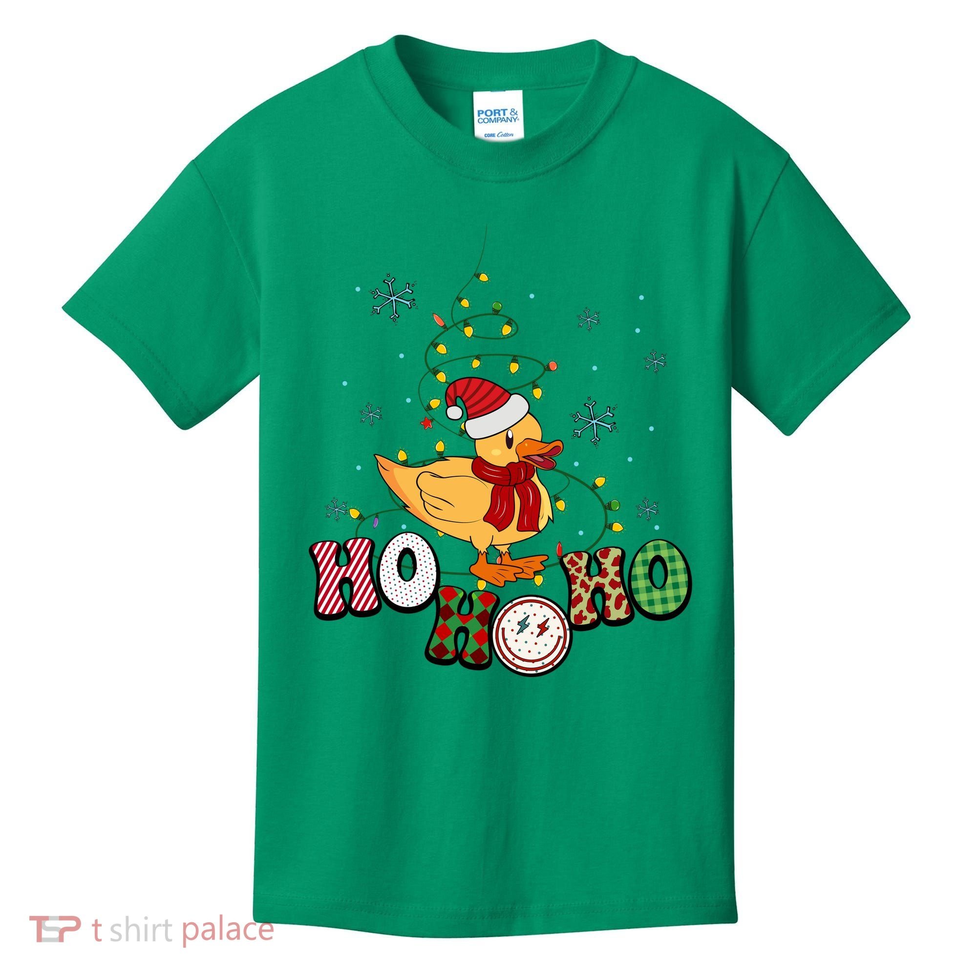 Ho Ho Ho Duck Funny Christmas Lights Gift Kids T-Shirt