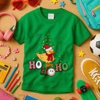Ho Ho Ho Duck Funny Christmas Lights Gift Kids T-Shirt thumb 3