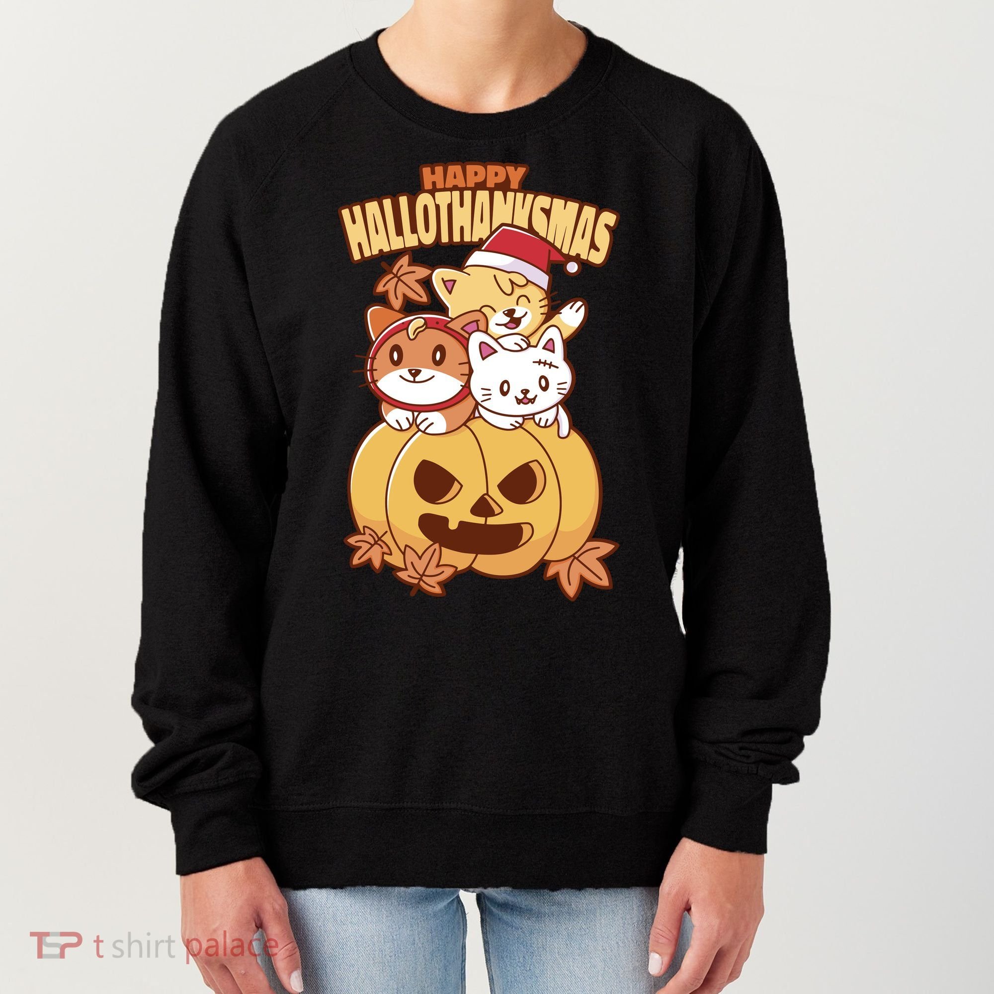 Happy Hallothanksmas Holiday Cats Women's Sweatshirt