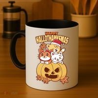 Happy Hallothanksmas Holiday Cats Coffee Mug thumb 4