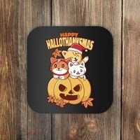 Happy Hallothanksmas Holiday Cats Coaster thumb 0