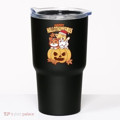 Happy Hallothanksmas Holiday Cats Tumbler