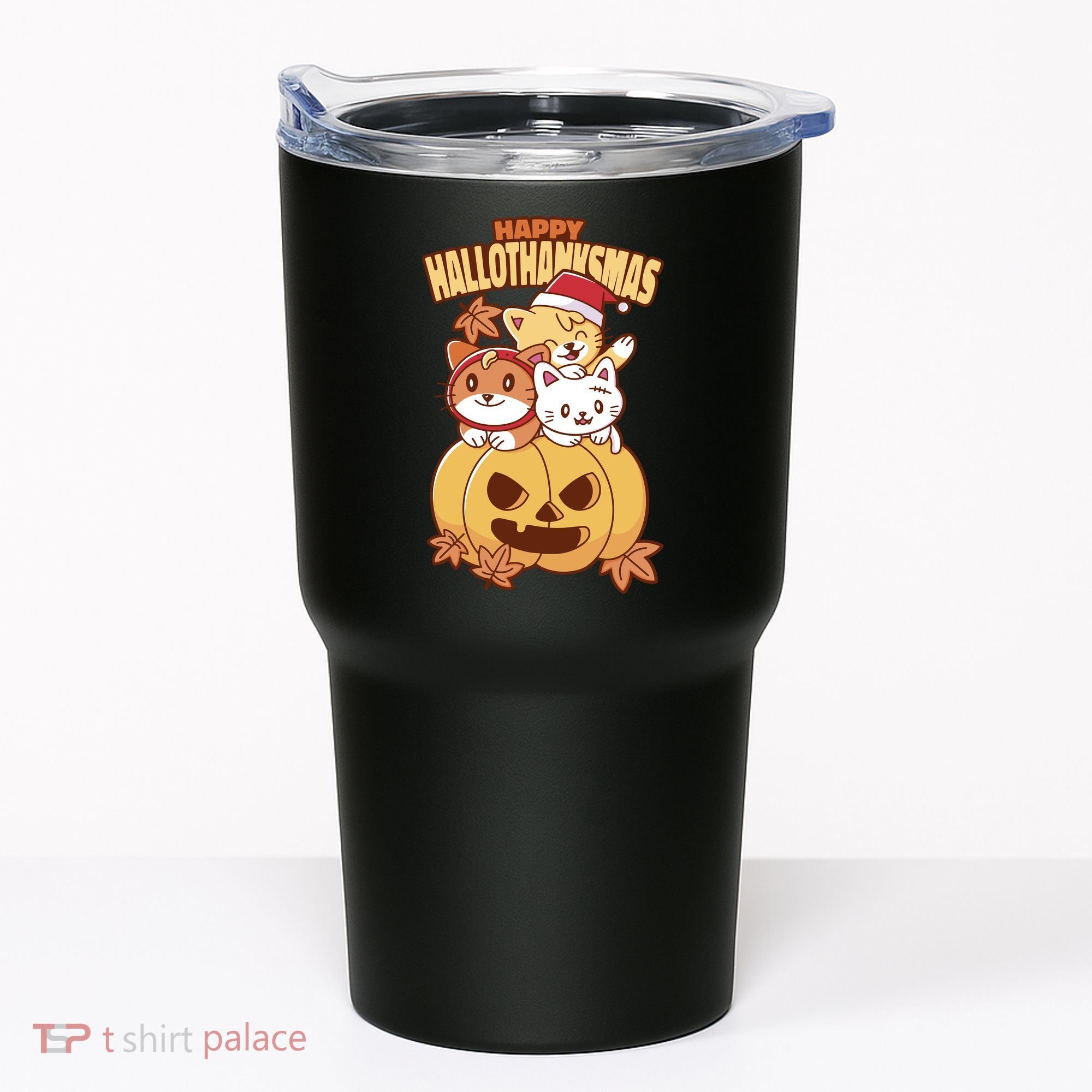 Happy Hallothanksmas Holiday Cats Tumbler