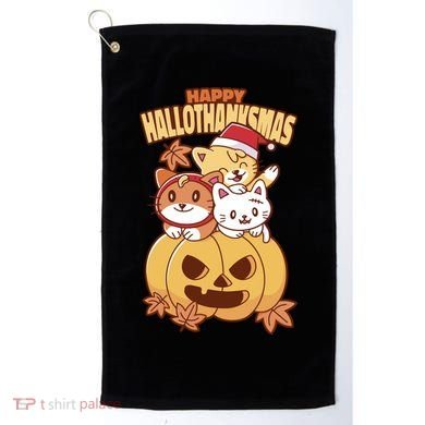 Happy Hallothanksmas Holiday Cats Golf Towel