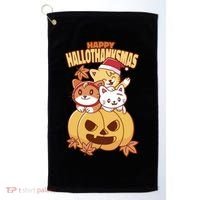 Happy Hallothanksmas Holiday Cats Golf Towel thumb 0