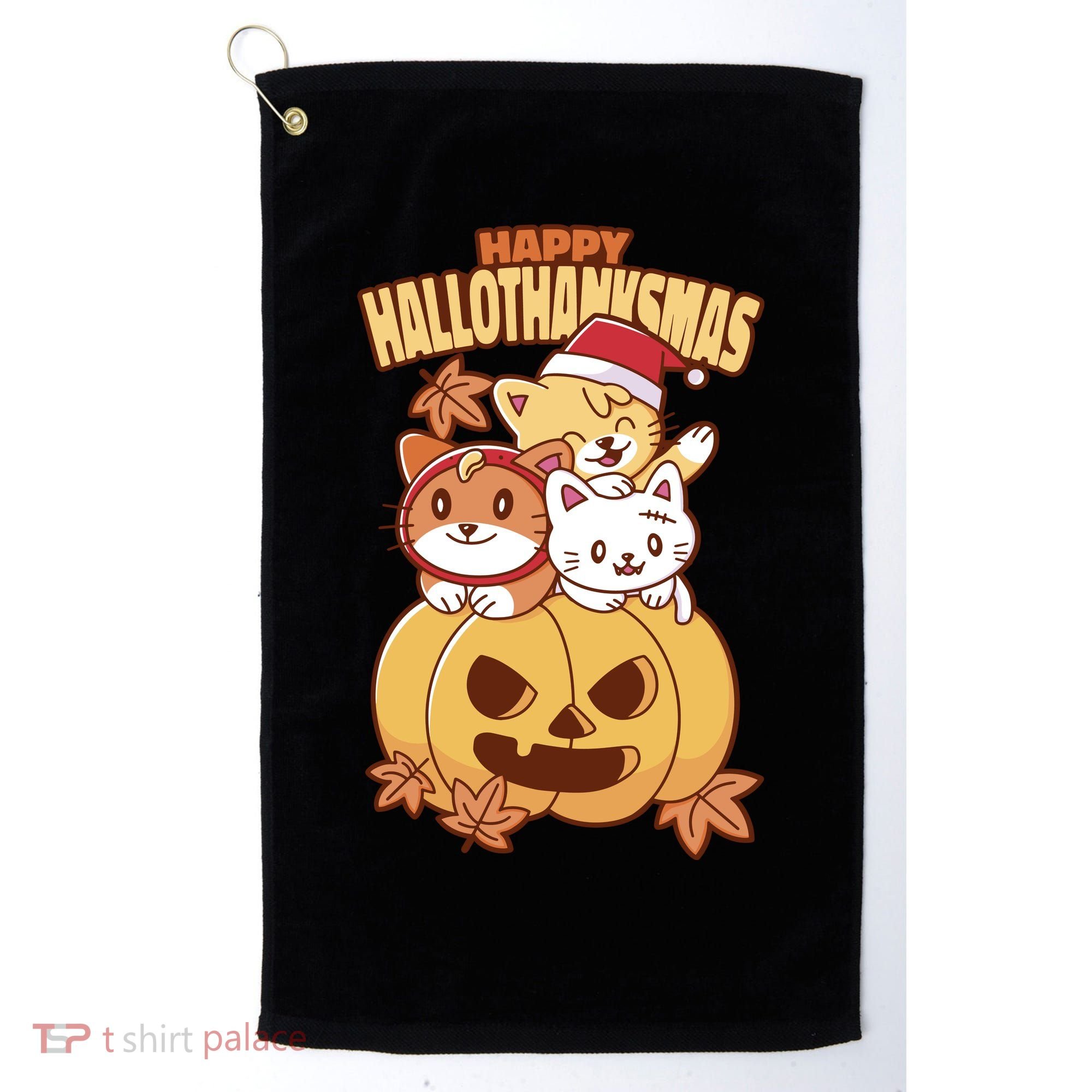 Happy Hallothanksmas Holiday Cats Golf Towel