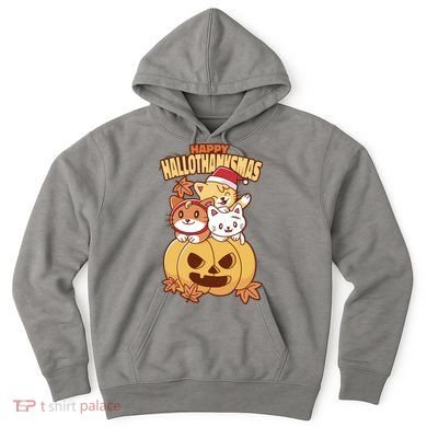 Happy Hallothanksmas Holiday Cats Hoodie