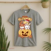 Happy Hallothanksmas Holiday Cats T-Shirt thumb 2