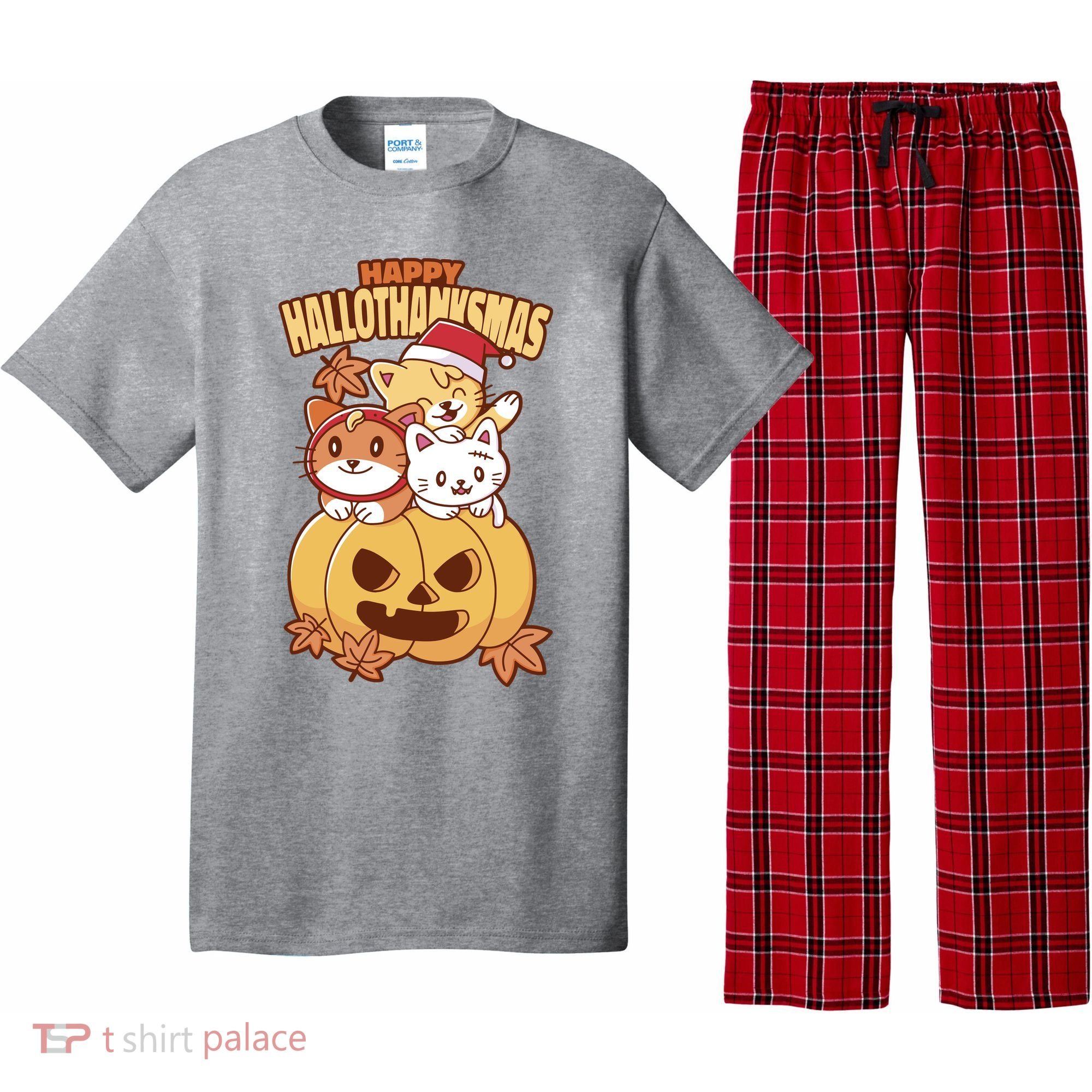 Happy Hallothanksmas Holiday Cats Pajama Set