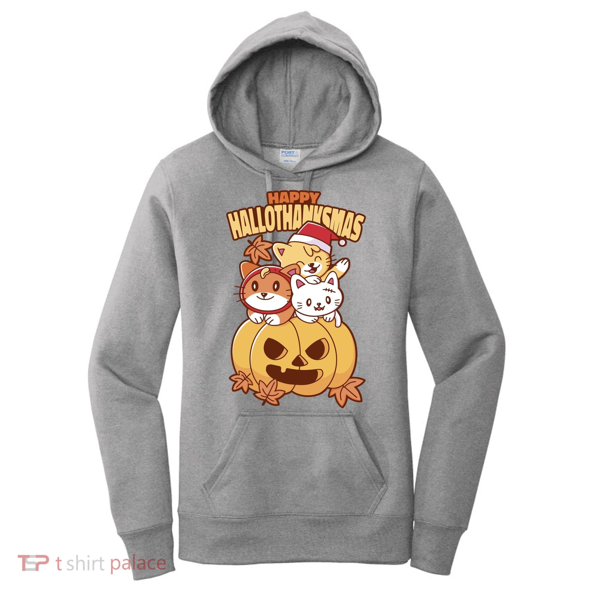 Happy Hallothanksmas Holiday Cats Women's Hoodie