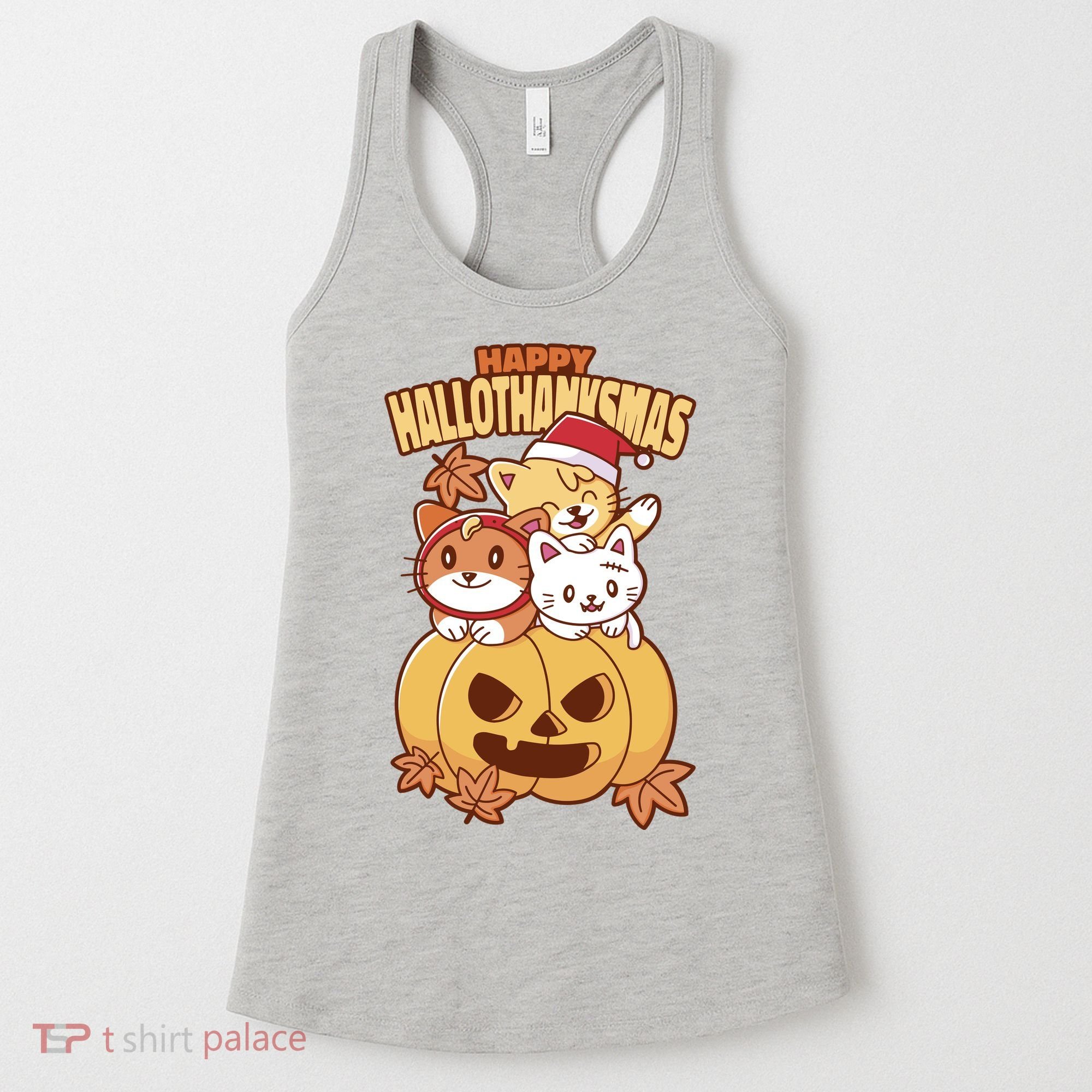 Happy Hallothanksmas Holiday Cats Women's Tank Top