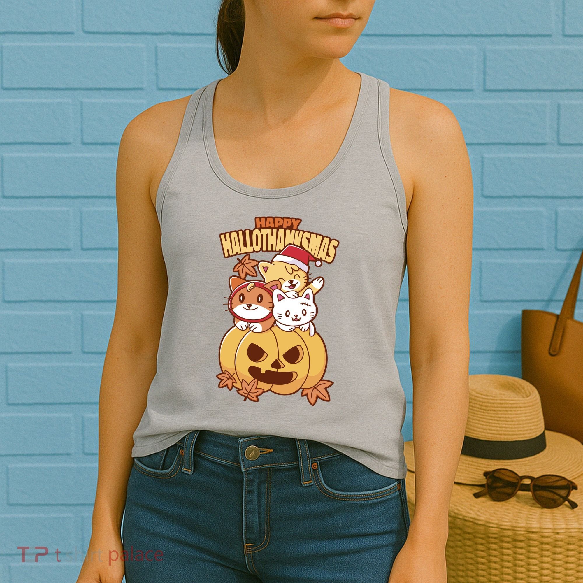 Happy Hallothanksmas Holiday Cats Women's Tank Top