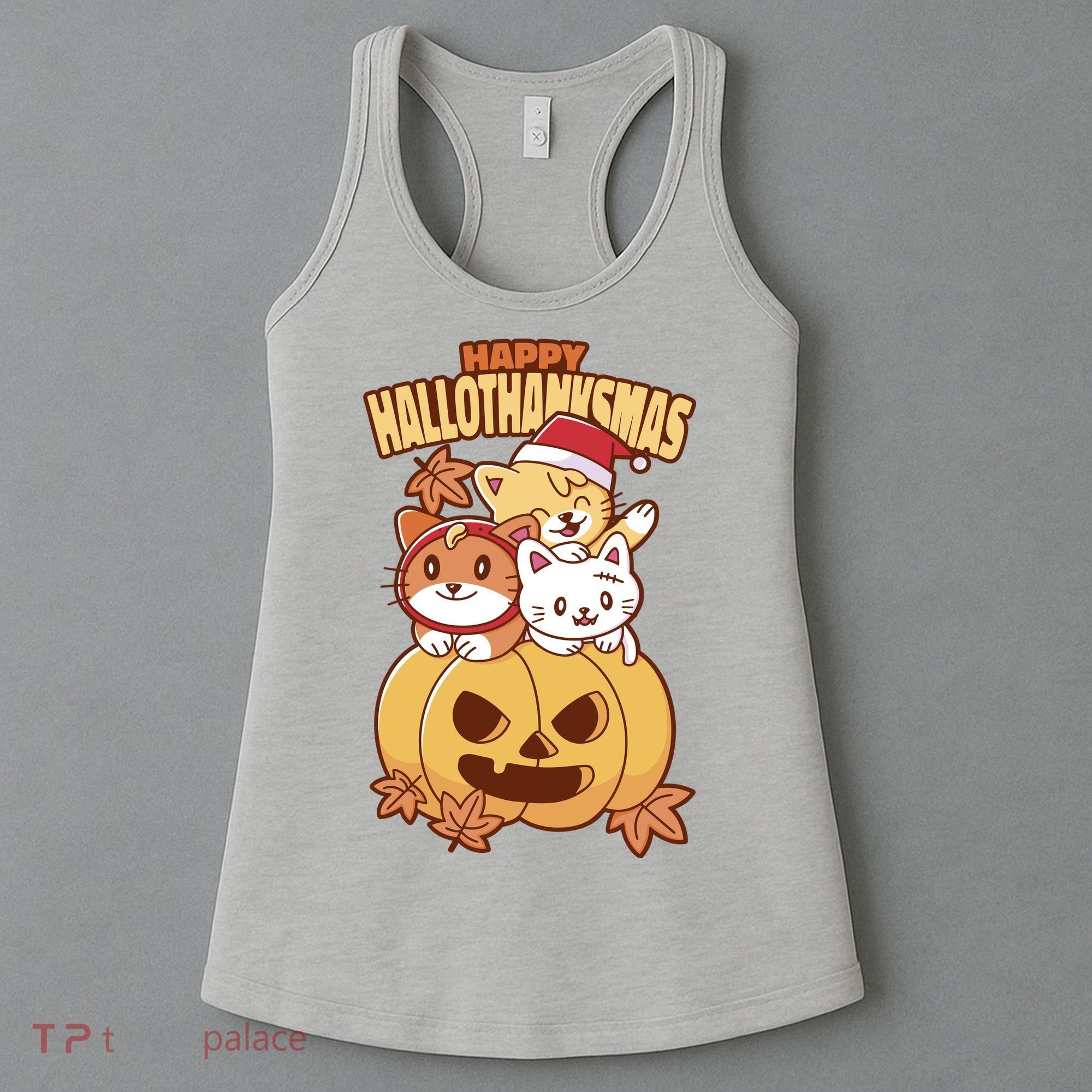 Happy Hallothanksmas Holiday Cats Women's Tank Top