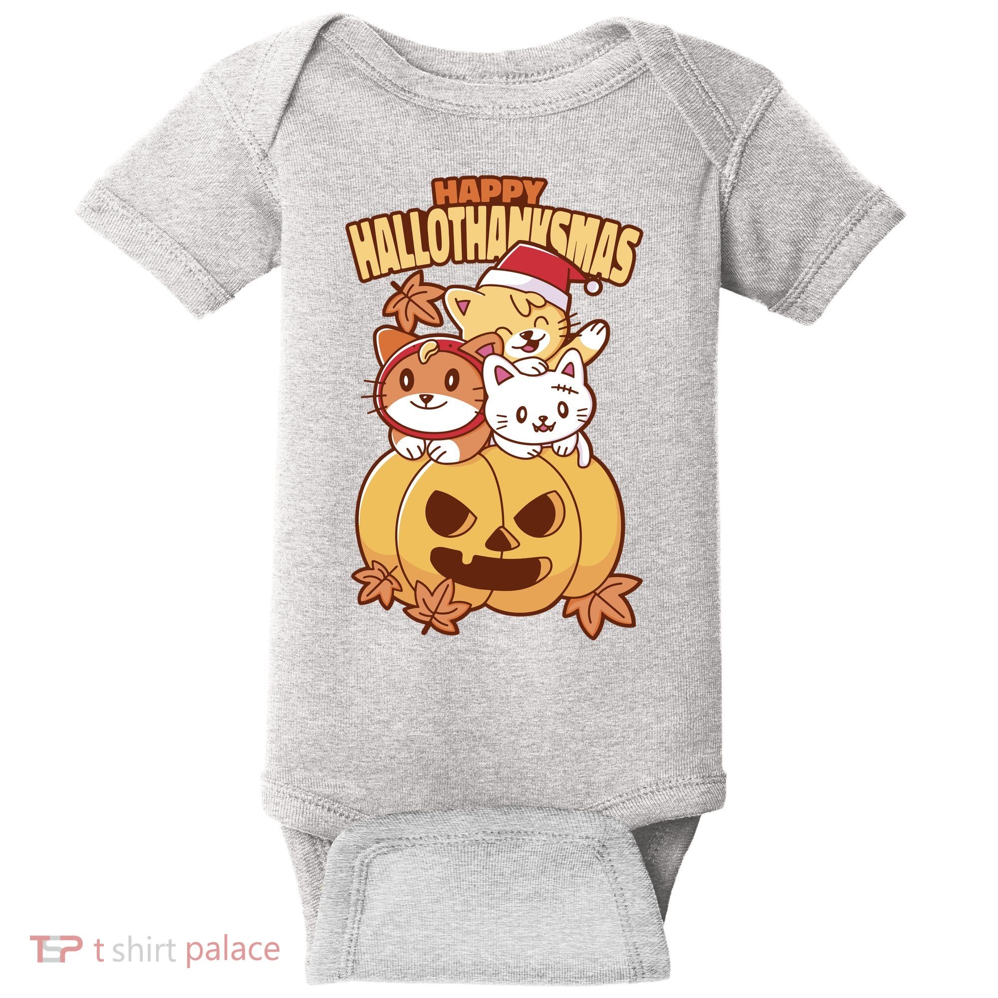 Happy Hallothanksmas Holiday Cats Baby Bodysuit