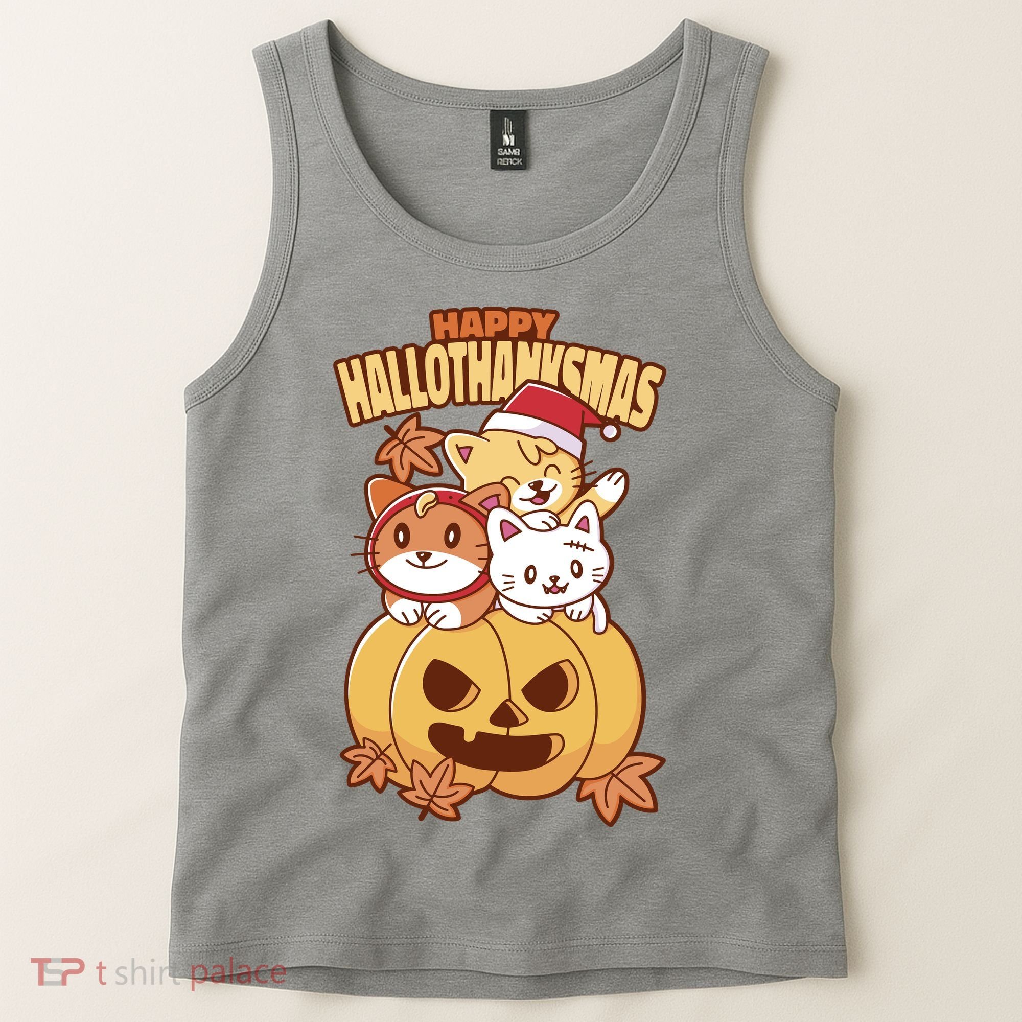 Happy Hallothanksmas Holiday Cats Tank Top