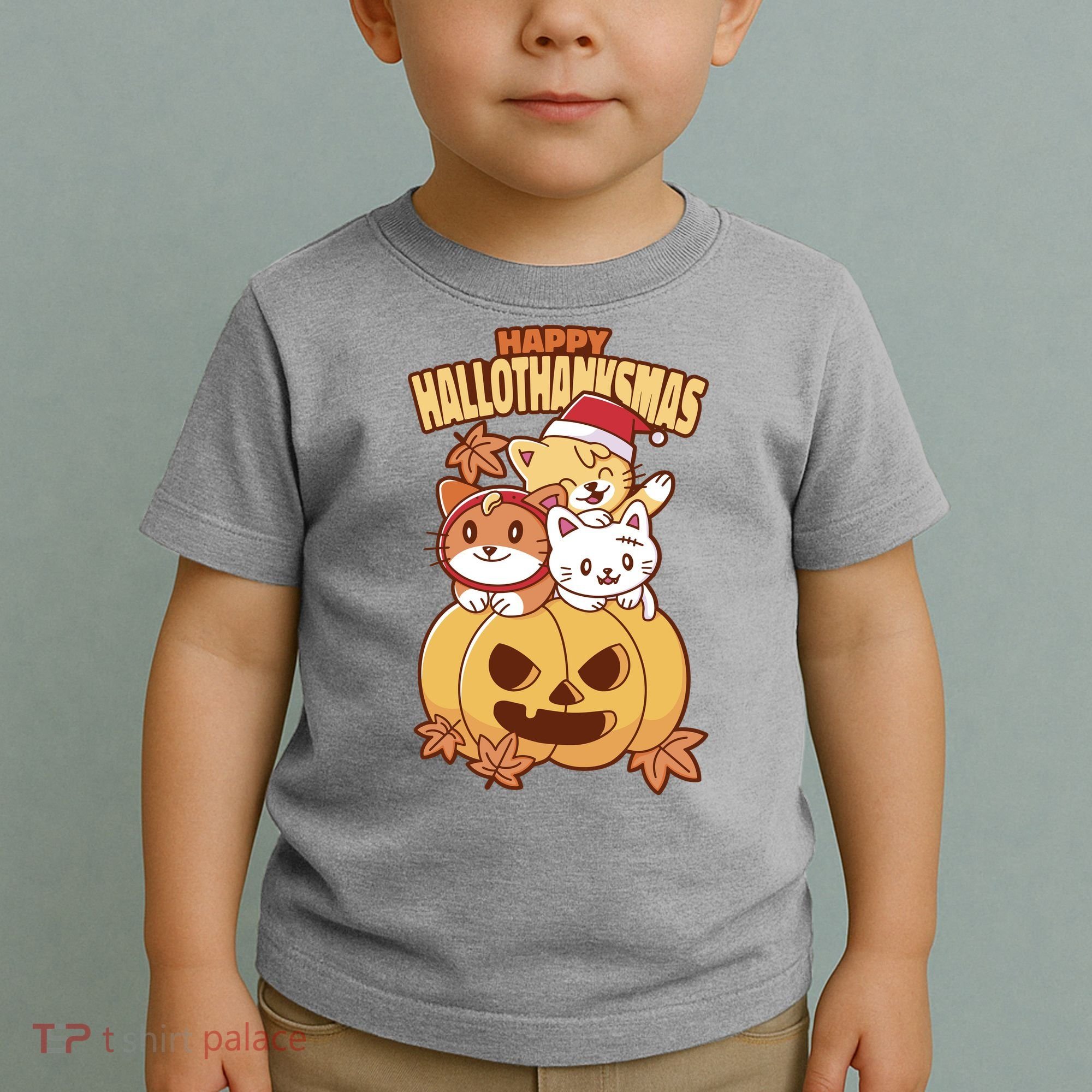 Happy Hallothanksmas Holiday Cats Toddler T-Shirt