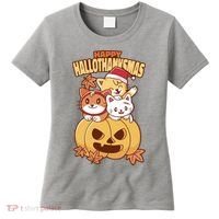 Happy Hallothanksmas Holiday Cats Women's T-Shirt thumb 0