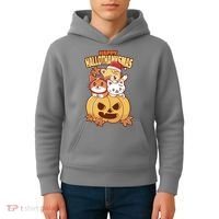 Happy Hallothanksmas Holiday Cats Kids Hoodie thumb 4