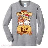 Happy Hallothanksmas Holiday Cats Kids Long Sleeve Shirt thumb 0