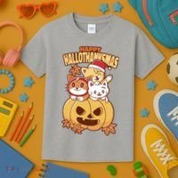 Happy Hallothanksmas Holiday Cats Kids T-Shirt thumb 3