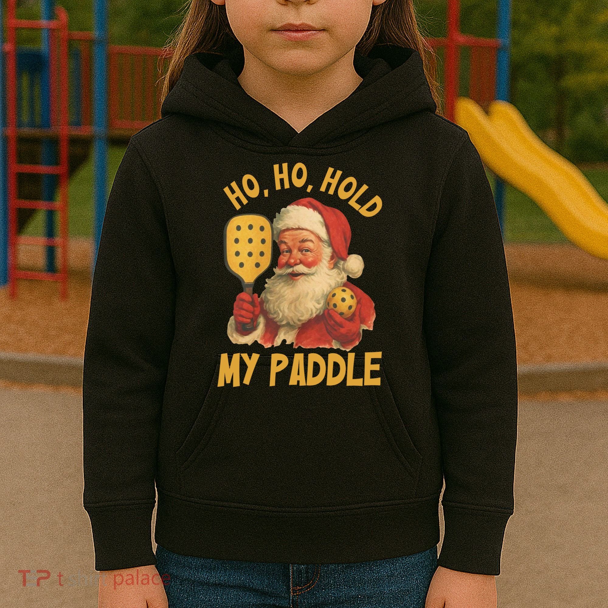 Ho Ho Hold My Paddle Funny Santa  Kids Hoodie