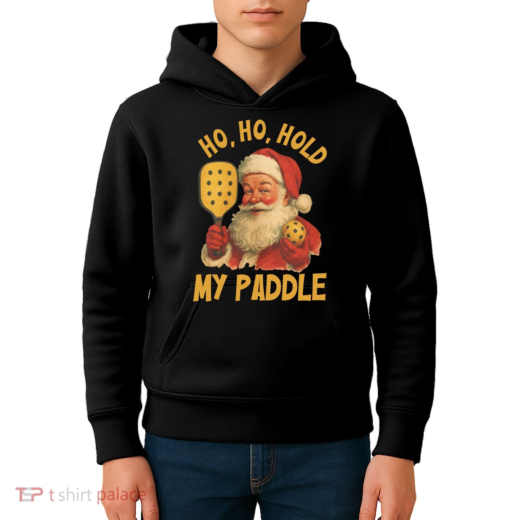 Ho Ho Hold My Paddle Funny Santa  Kids Hoodie