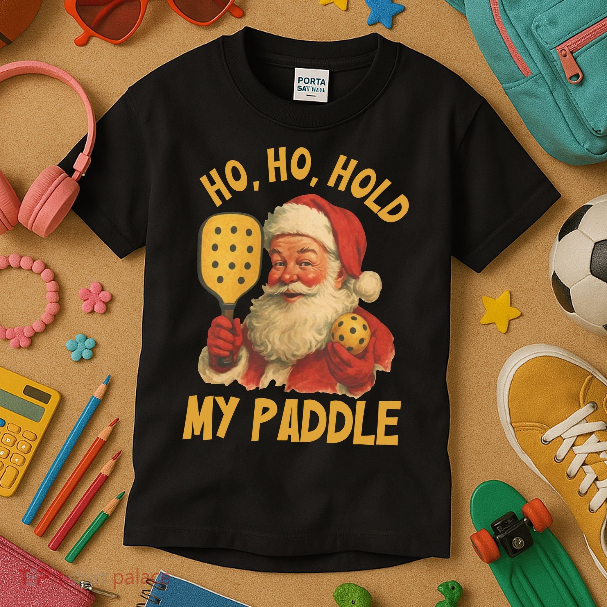 Ho Ho Hold My Paddle Funny Santa  Kids T-Shirt